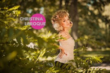 Christina La Roque Христина Дмитрик wearing flowers in garden